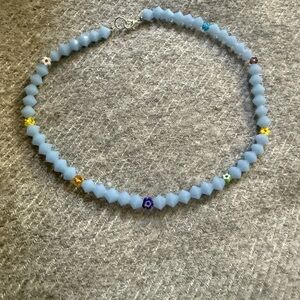 blue floral necklace